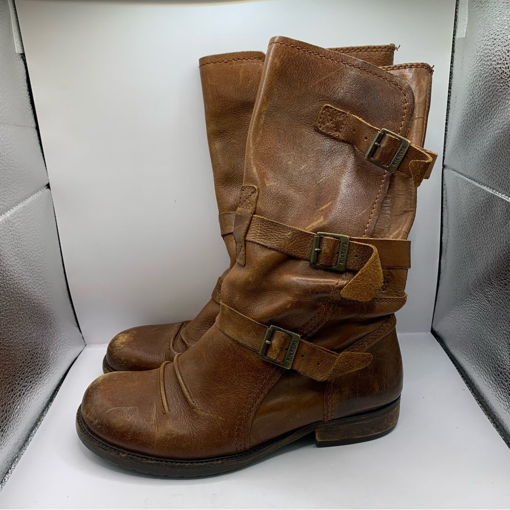 Kickers Women's Leather Brown Ankle Boots Zip-Up with Buckles Size 40 EU US 9.5 - Picture 5 of 11